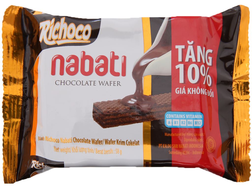 Bánh xốp nhân socola Nabati gói 58g 1