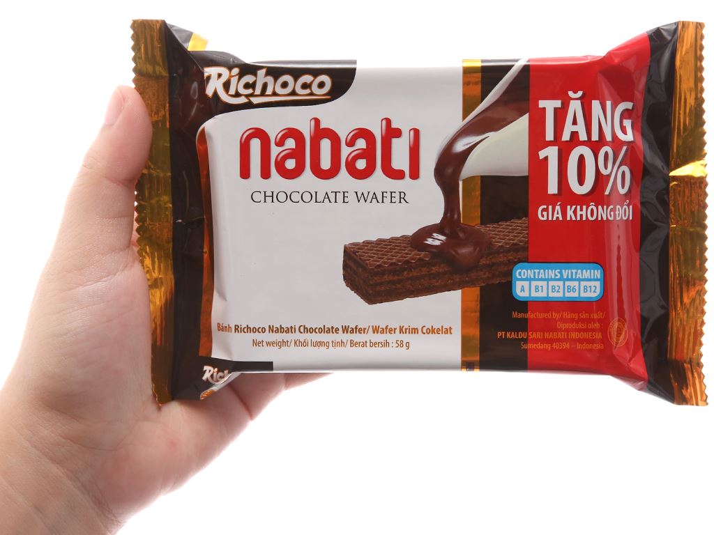 Bánh xốp nhân socola Nabati gói 58g 3