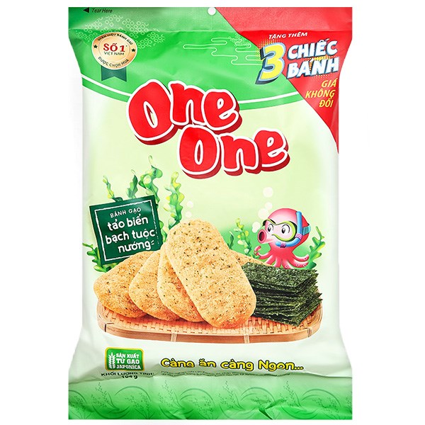 Bánh Gạo One One Vị Tảo Biển Bạch Tuộc Nướng Gói 104G (Từ 1 Tuổi)