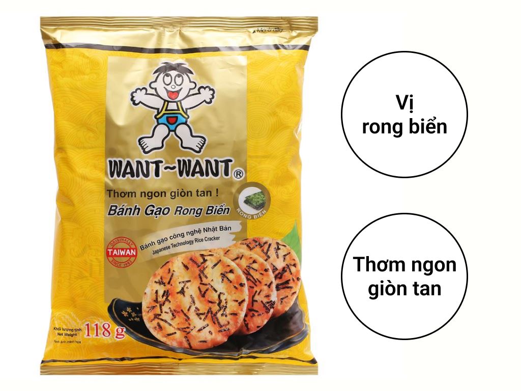 Bánh gạo rong biển Want Want gói 118g 3