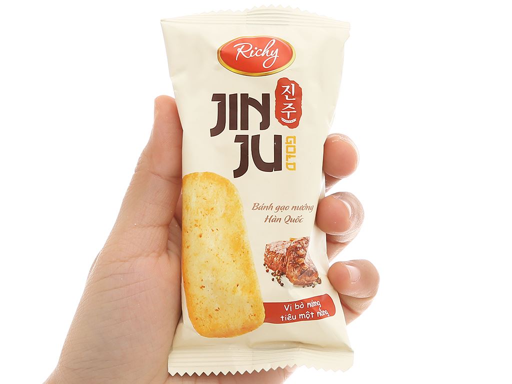 Bánh gạo vị bò nướng tiêu một nắng Richy Jinju Gold gói 134.4g 5