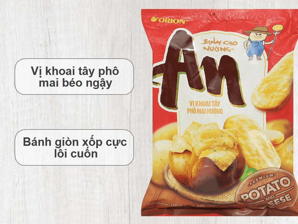 Bánh gạo vị khoai tây phô mai nướng Orion An gói 100.8g 2
