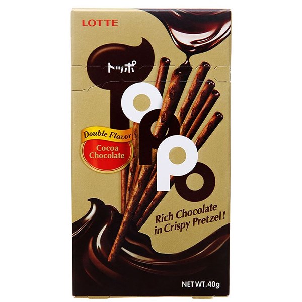 Bánh Que Lotte Toppo Vị Cacao Nhân Socola Hộp 40G (Từ 3 Tuổi)