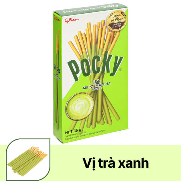 Bánh que Glico Pocky phủ kem trà xanh hộp 35g