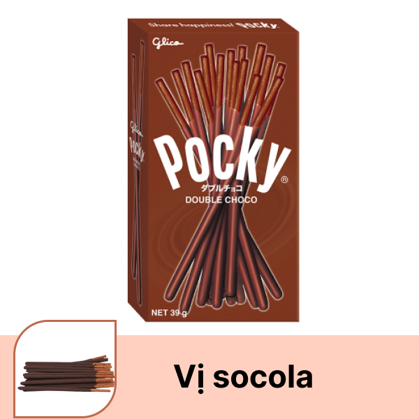 Bánh que Glico Pocky gấp đôi socola hộp 39g