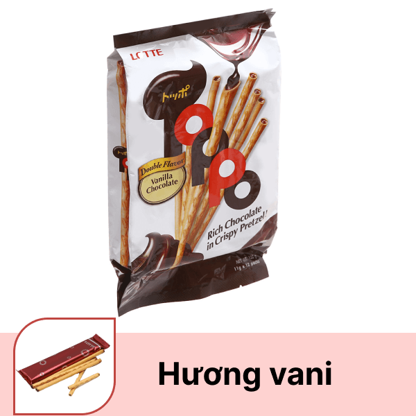 Bánh que Lotte Toppo socola hương vani hộp 132g