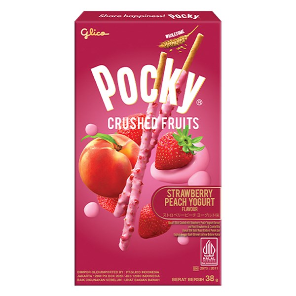 Bánh Que Glico Pocky Trái Cây Nghiền Vị Sữa Chua Dâu, Đào Hộp 38G (Từ 3 Tuổi)