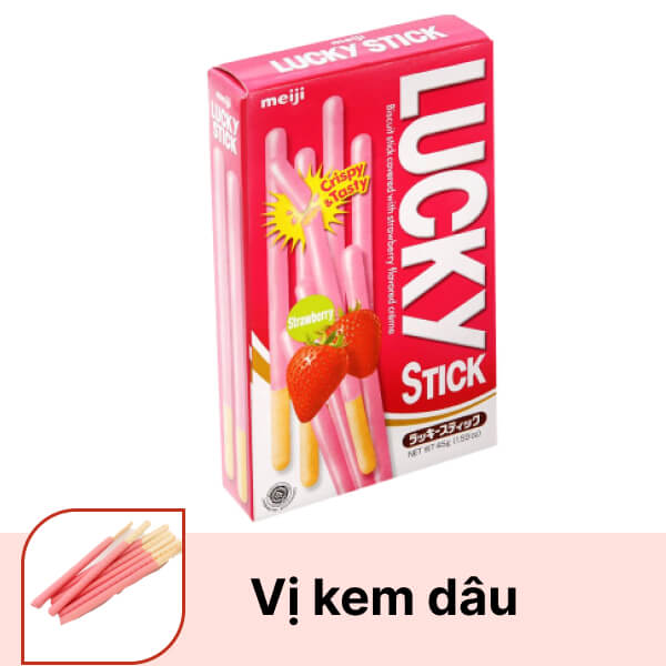 Bánh que Meiji Lucky Stick kem dâu hộp 45g