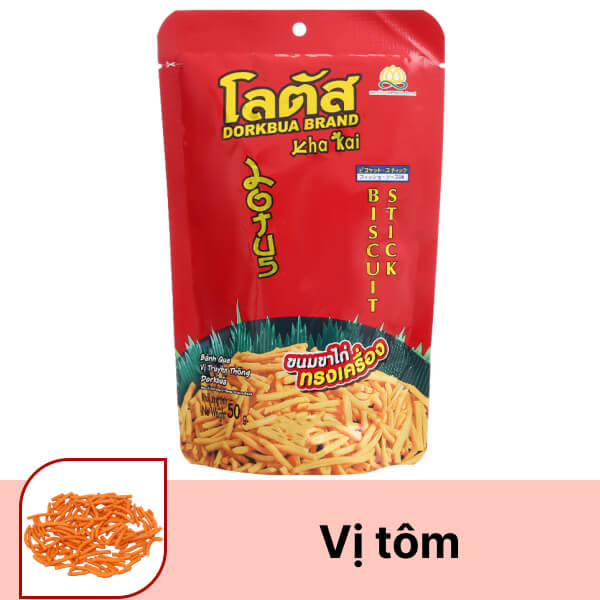 Bánh que đỏ Dorkbua vị tôm gói 50g