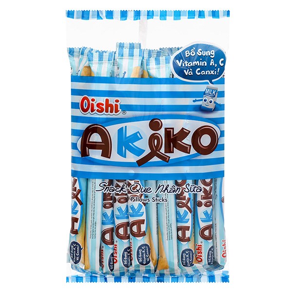 Túi 20 Gói Snack Vị Sữa Oishi Akiko 7G (Từ 3 Tuổi)