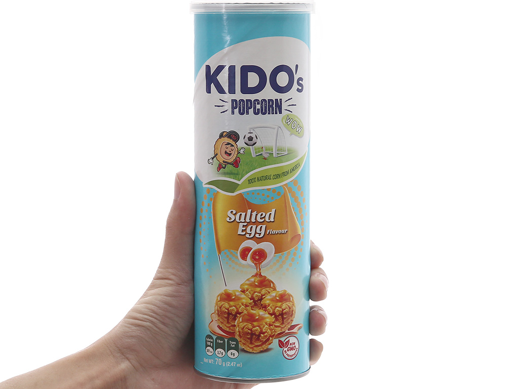 Snack bắp rang vị trứng muối Kido lon 70g Bách hóa XANH