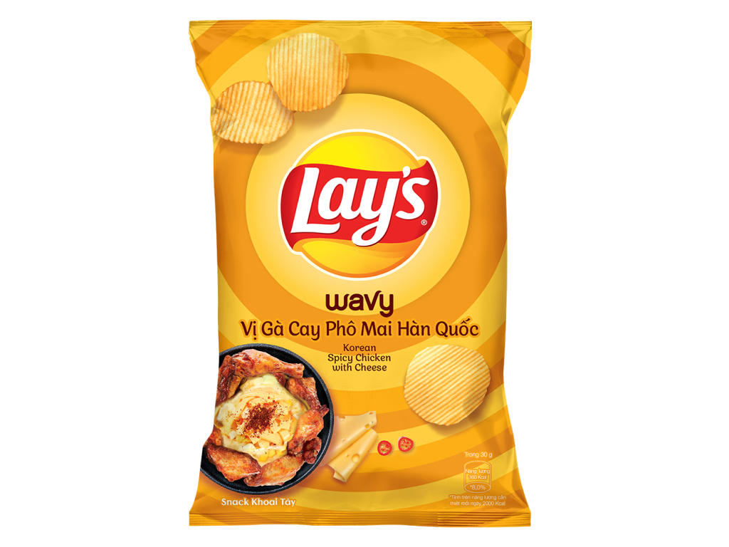 Snack khoai tây gà cay phô mai Lay's Wavy 90g Bách Hóa XANH