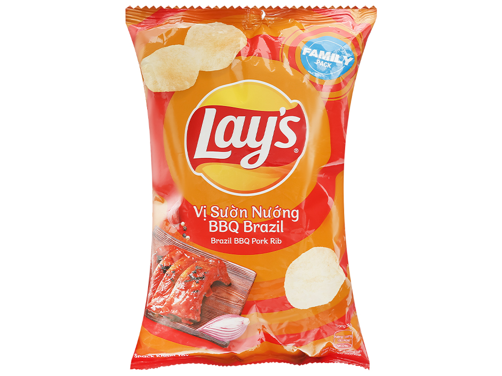 Snack khoai tây vị sườn nướng BBQ Brazil Lay's gói 53g