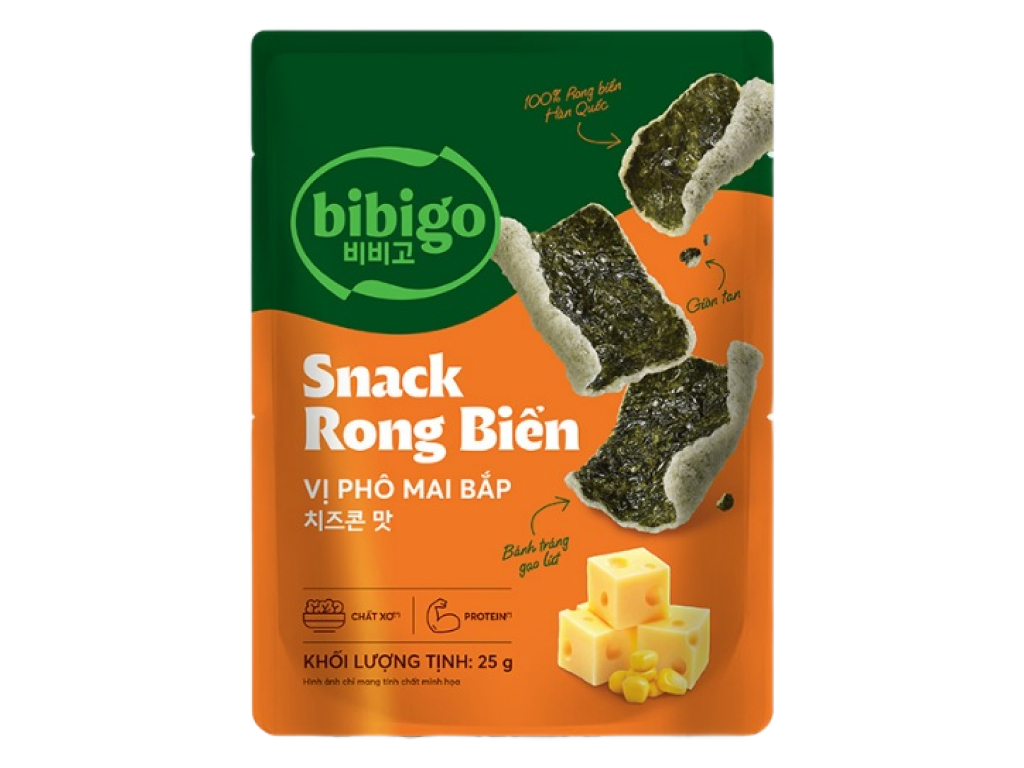 Snack rong biển vị phô mai bắp Bibigo 25g tại Bách hóa XANH