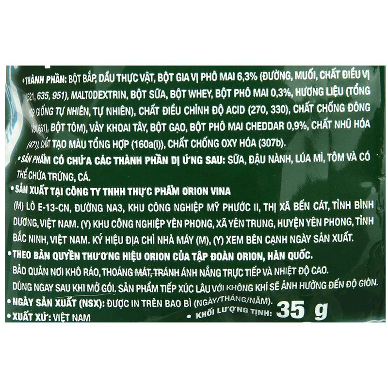 Snack Orion Toonies vị phô mai gói 35g (từ 2 tuổi) 5