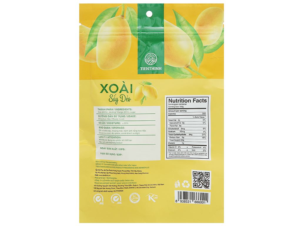 Xoài sấy dẻo Tiến Thịnh túi 100g 2