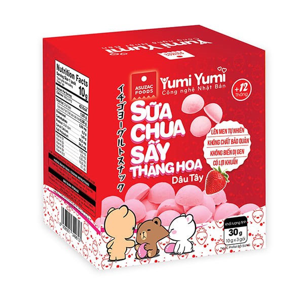 Sữa Chua Khô Sấy Thăng Hoa Vị Dâu Yumi Yumi Hộp 30G (Từ 1 Tuổi)