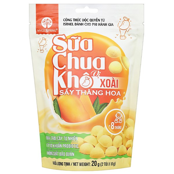 Sữa Chua Khô Sấy Thăng Hoa Vị Xoài Myco Spring Gói 20G (Từ 8 Tháng)