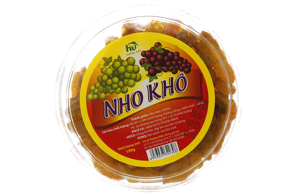 Nho khô Mỹ hạt lớn Hương Việt gói 190g