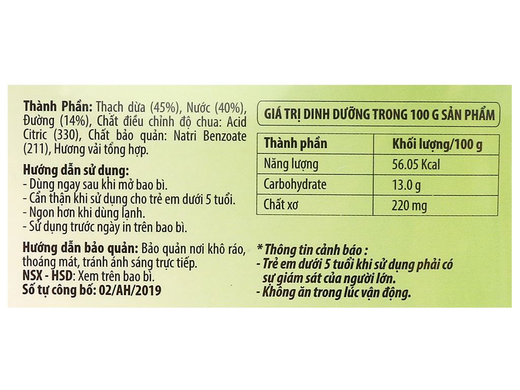 Thạch dừa Ánh Hồng lốc 6 ly 190g 4