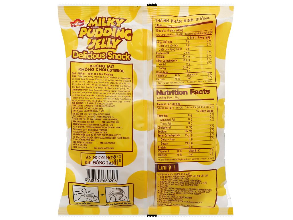 Thạch rau câu pudding hương vị trứng & dừa New Choice gói 240g 3