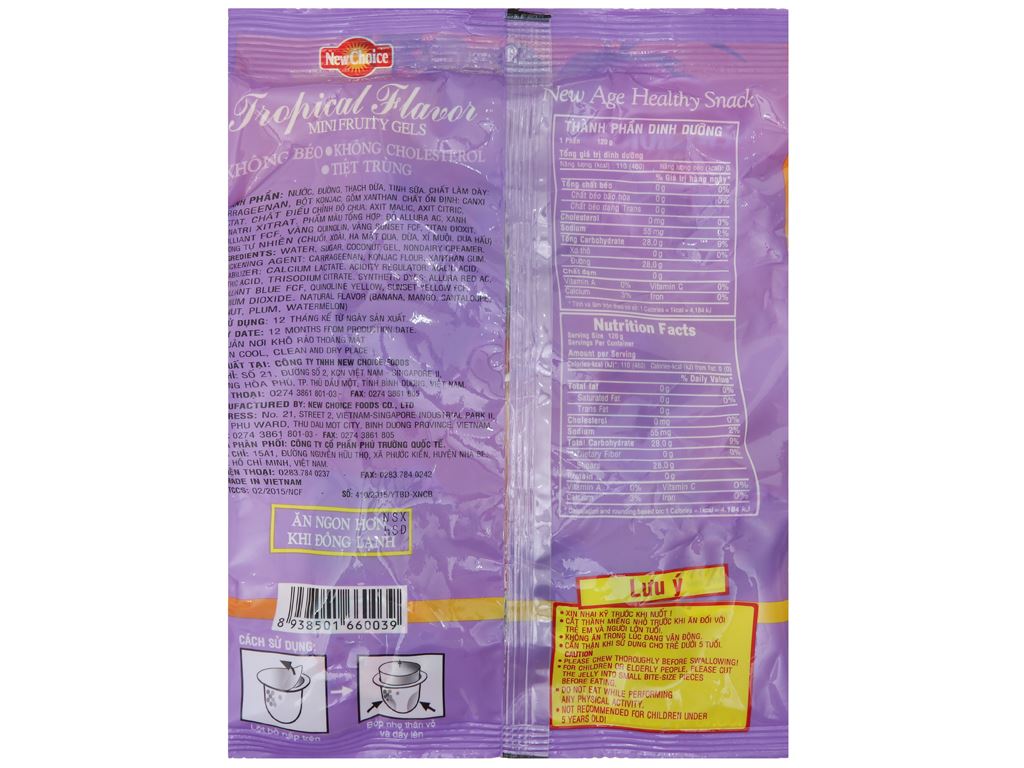 Thạch rau câu hương trái cây nhiệt đới New Choice gói 300g 3