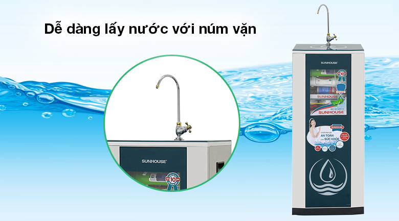 Máy lọc nước RO Sunhouse SHR88210K 10 lõi - Dễ lấy nước, thao tác đơn giản với núm vặn