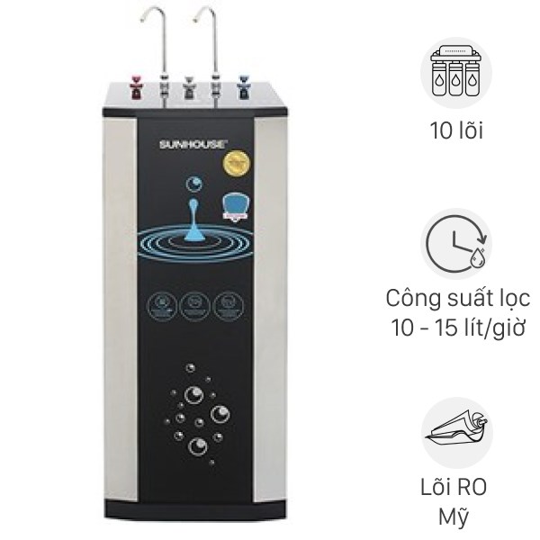 Máy lọc nước RO nóng nguội lạnh Sunhouse SHR76210CK 10 lõi
