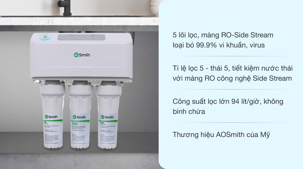 Máy lọc nước RO AOSmith AR600-C-S-1 5 lõi