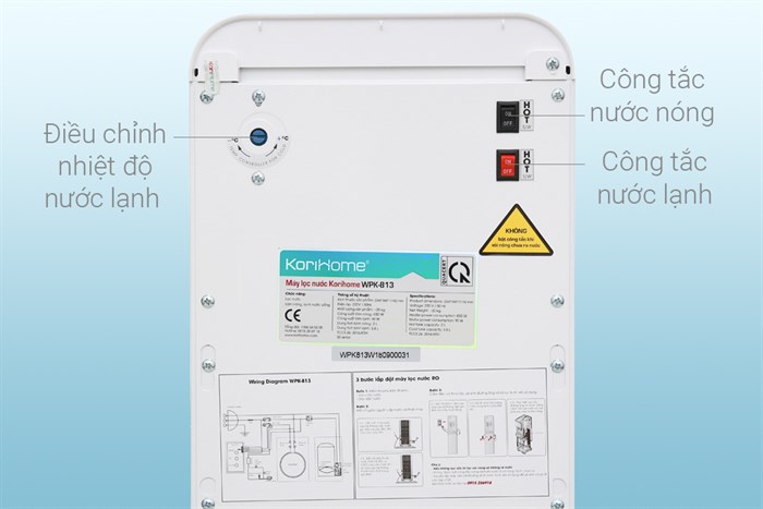 Máy lọc nước RO nóng lạnh Korihome WPK-813 6 lõi