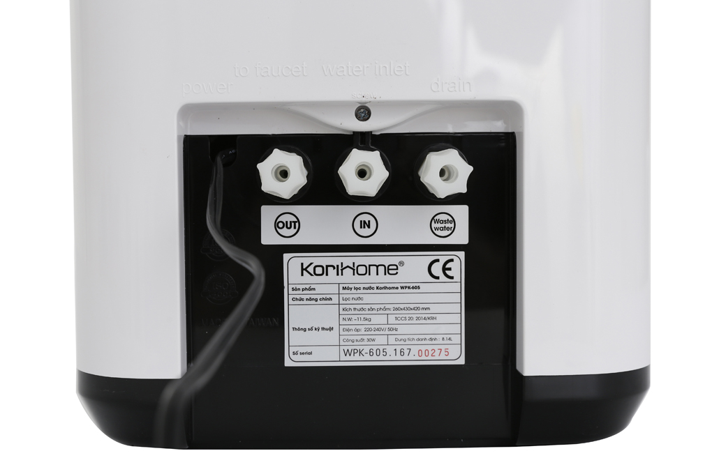 Máy lọc nước RO Korihome WPK-605 6 lõi Màu Trắng - Đen