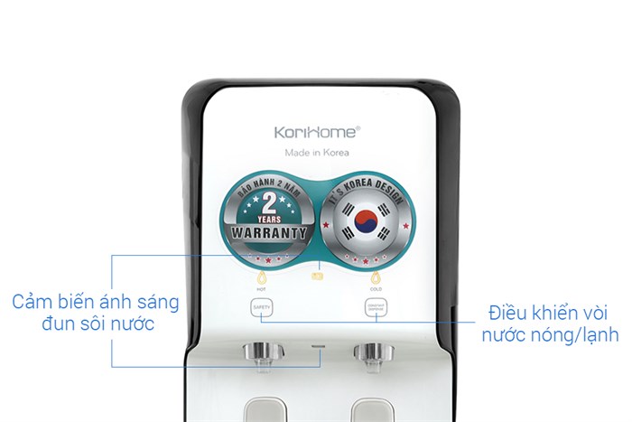 Máy lọc nước RO nóng lạnh Korihome WPK-838 5 lõi Màu Trắng - Đen