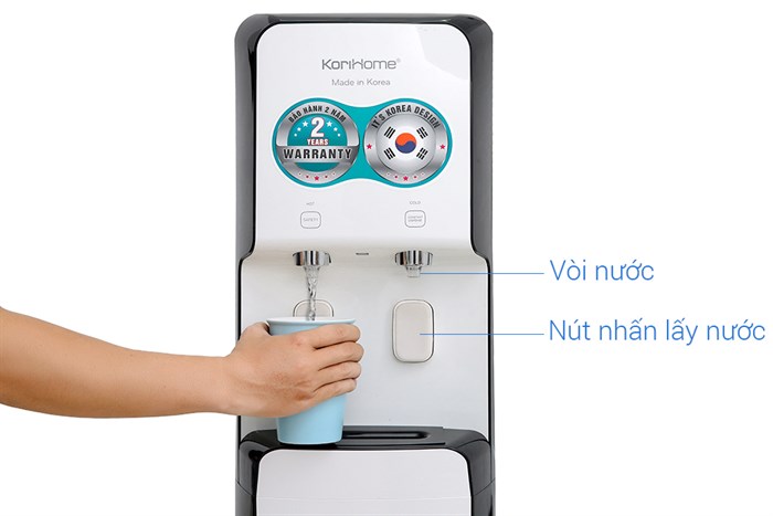 Máy lọc nước RO nóng lạnh Korihome WPK-838 5 lõi Màu Trắng - Đen