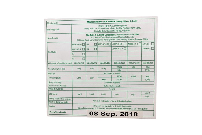 Máy lọc nước RO nóng nguội lạnh AOSmith ADR75-V-ET-1 5 lõi