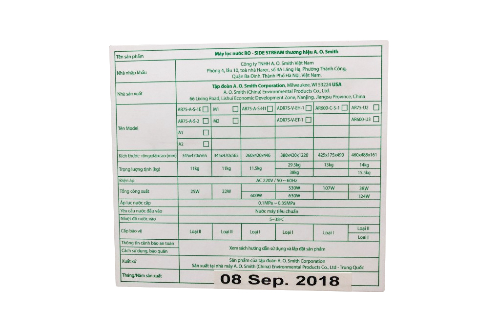 Máy lọc nước RO nóng nguội lạnh AOSmith ADR75-V-ET-1 5 lõi