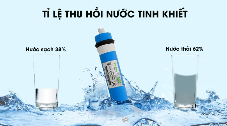 Máy có tỷ lệ lọc - thải là 38/62 - Máy lọc nước RO 8 lõi lọc model KG-08G4 VTU