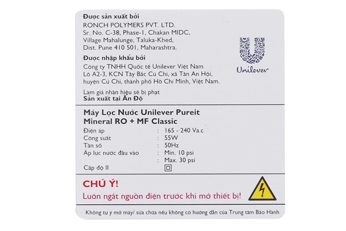 Máy lọc nước RO+MF Pureit Casa Mineral 6 lõi