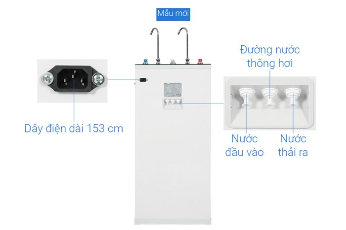 Máy lọc nước RO nóng nguội lạnh Kangaroo KG10A3 10 lõi Màu Đen - Xám