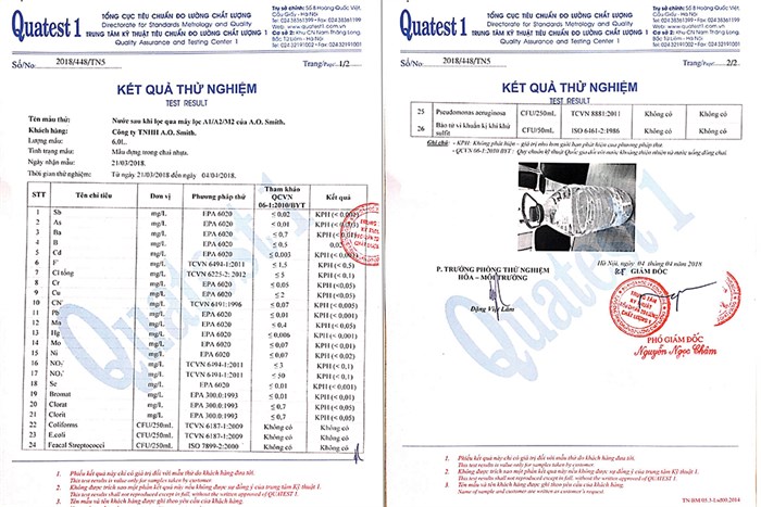 Máy lọc nước RO AOSmith M2 5 lõi Màu Trắng