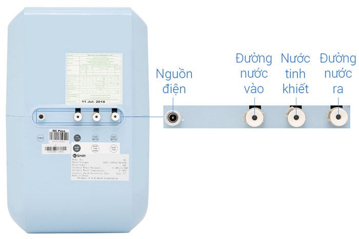 Máy lọc nước RO AOSmith M2 5 lõi Màu Trắng