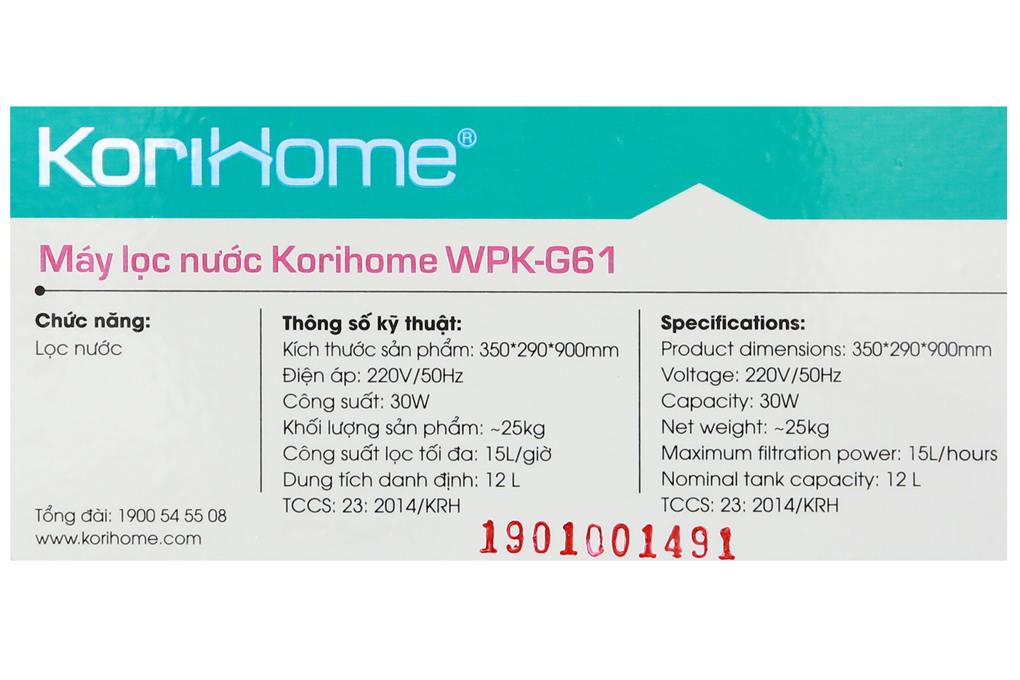 Siêu thị máy lọc nước RO Korihome K-PRO WPK-G61 10 lõi
