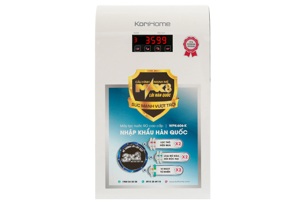 Máy lọc nước RO Korihome WPK-606-K 8 lõi Màu Trắng
