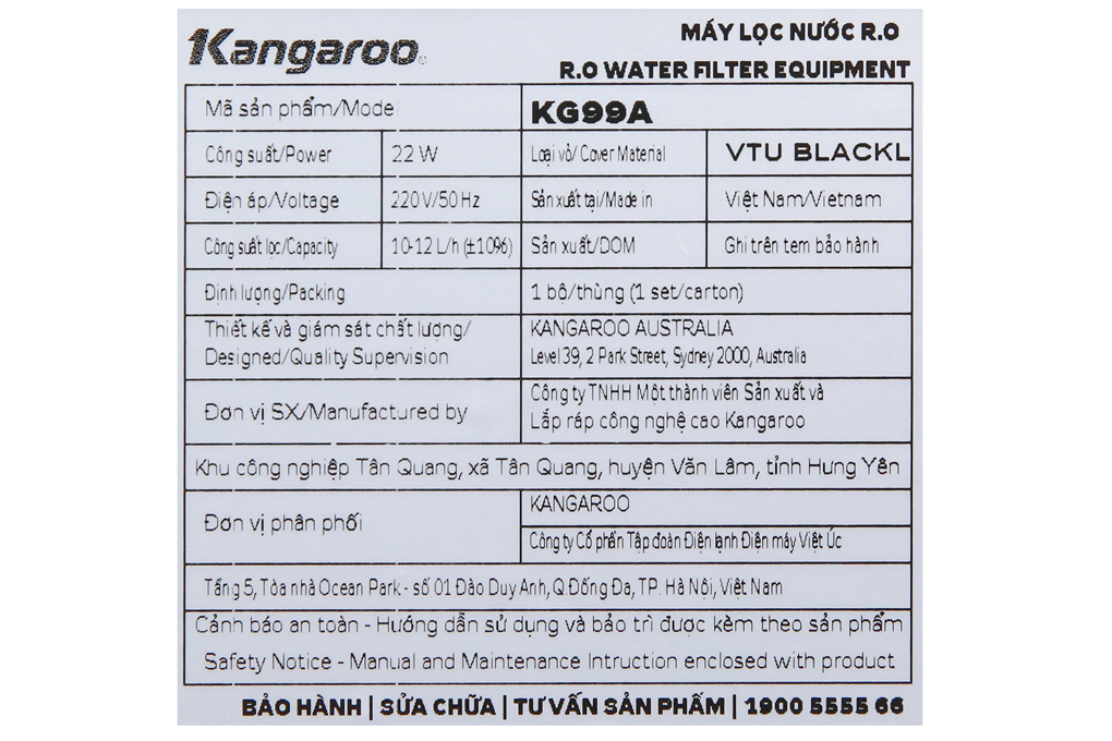 Mua máy lọc nước RO Kangaroo KG99A VTU 9 lõi