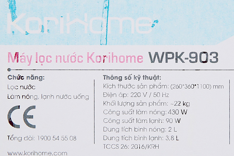Phục vụ tốt nhu cầu sử dụng gia đình - Máy lọc nước nóng lạnh RO Korihome WPK-903