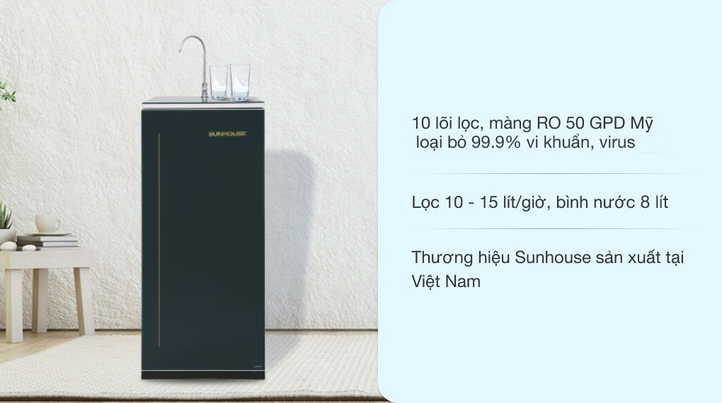 Máy lọc nước RO Sunhouse SHA88116K 10 lõi hover