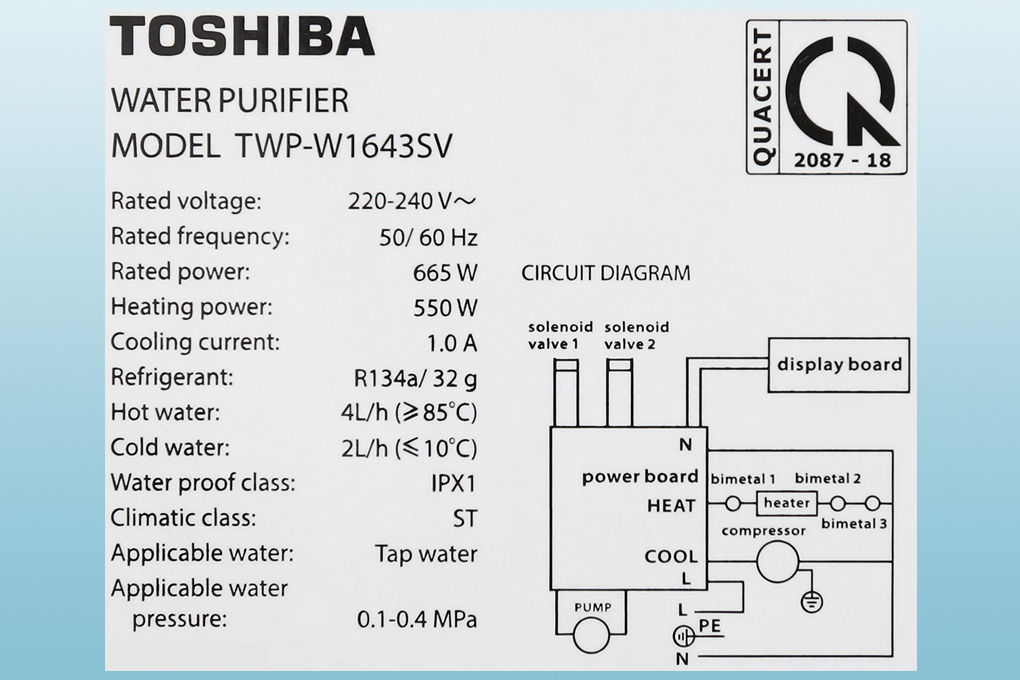 Máy lọc nước RO nóng nguội lạnh Toshiba TWP-W1643SV(W) 4 lõi giá rẻ