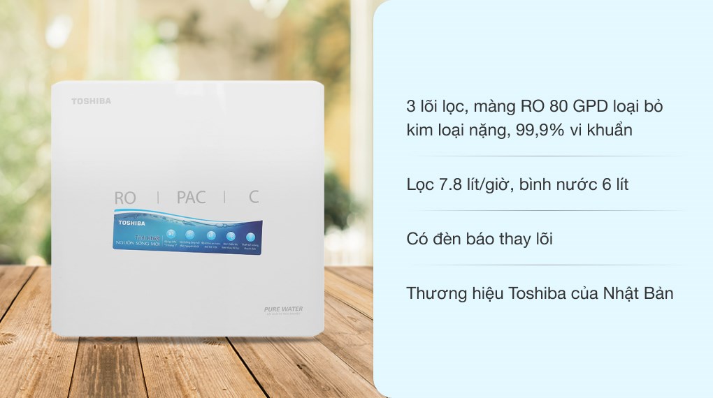 Máy lọc nước RO Toshiba TWP-N1686UV(W1) 3 lõi hover