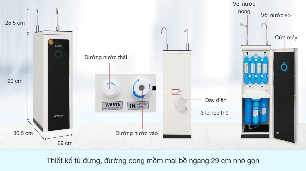 Máy lọc nước nóng nguội RO Karofi O-H128/H 8 lõi