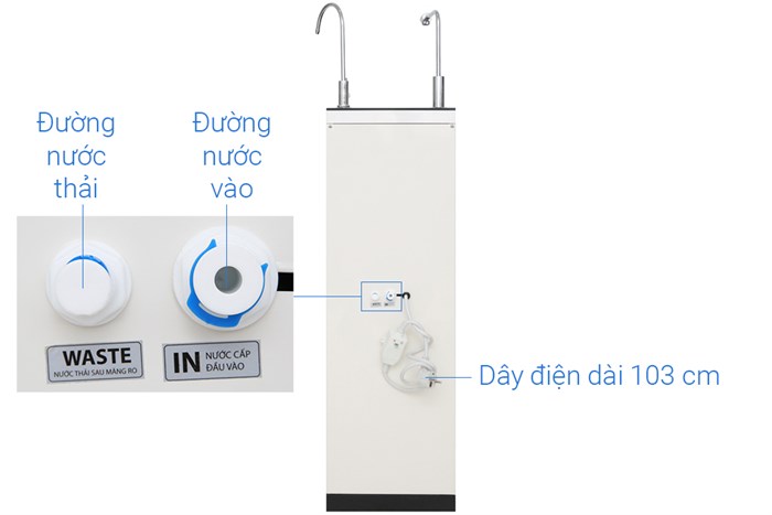 Máy lọc nước nóng nguội RO Karofi O-H128/H 8 lõi Màu Trắng - Đen