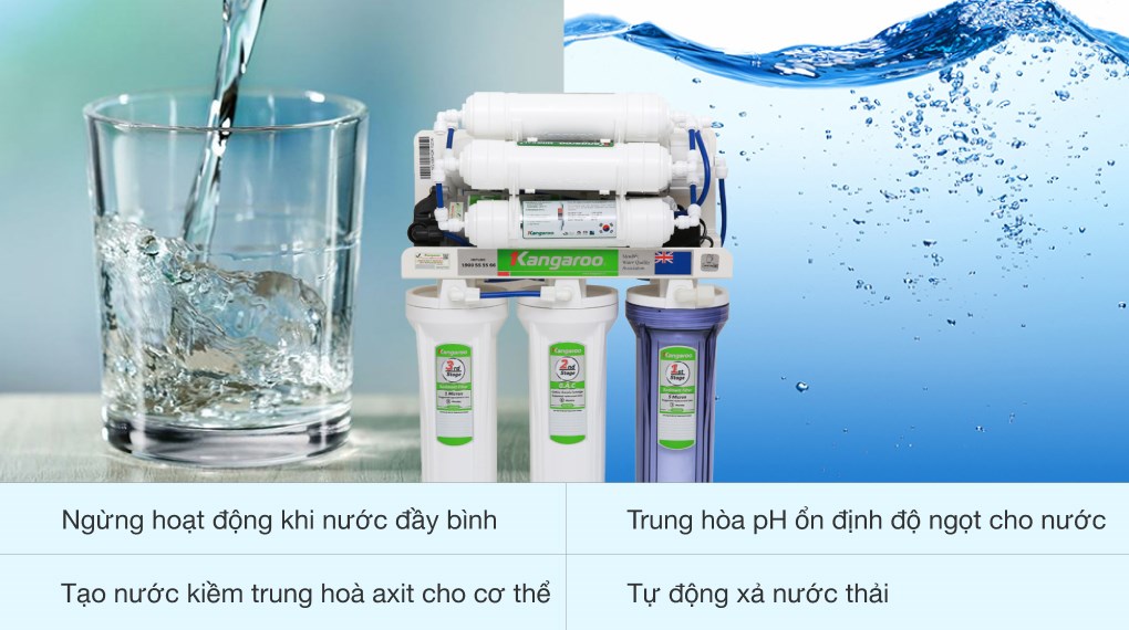Máy lọc nước RO không vỏ Hydrogen Kangaroo KG100HQ 9 lõi